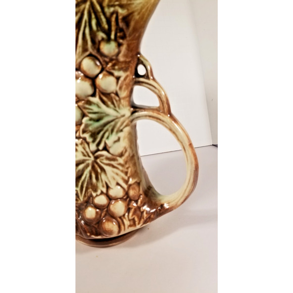 Dreamy Vintage McCoy Grapevine Pitcher Vase – Earthy Green & Brown Glaze, 9½ - Picture 5 of 8